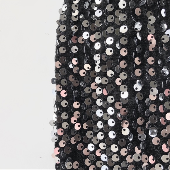 Silver Sequined Black Mini Cami Dress - Picture 9 of 9